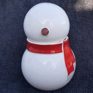 Indigo Cookie Jar Snowman 10"